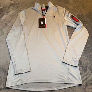 Spyder Active Gray 1/4 Zip Long Sleeve Pullover Shirt Top Lightweight Mens Large
